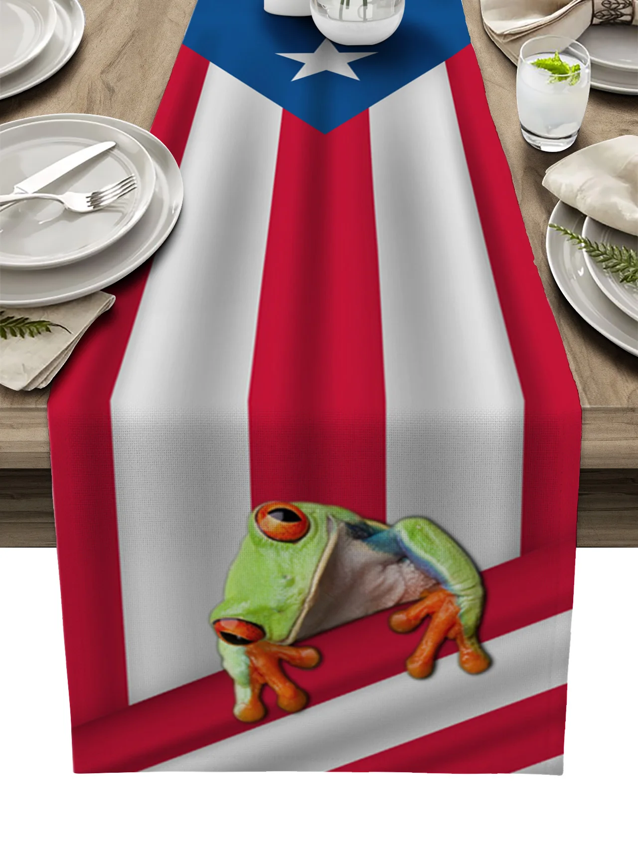 Флаг Пуэрто-Рико дерево лягушка баннер Настольная дорожка украшение для дома
