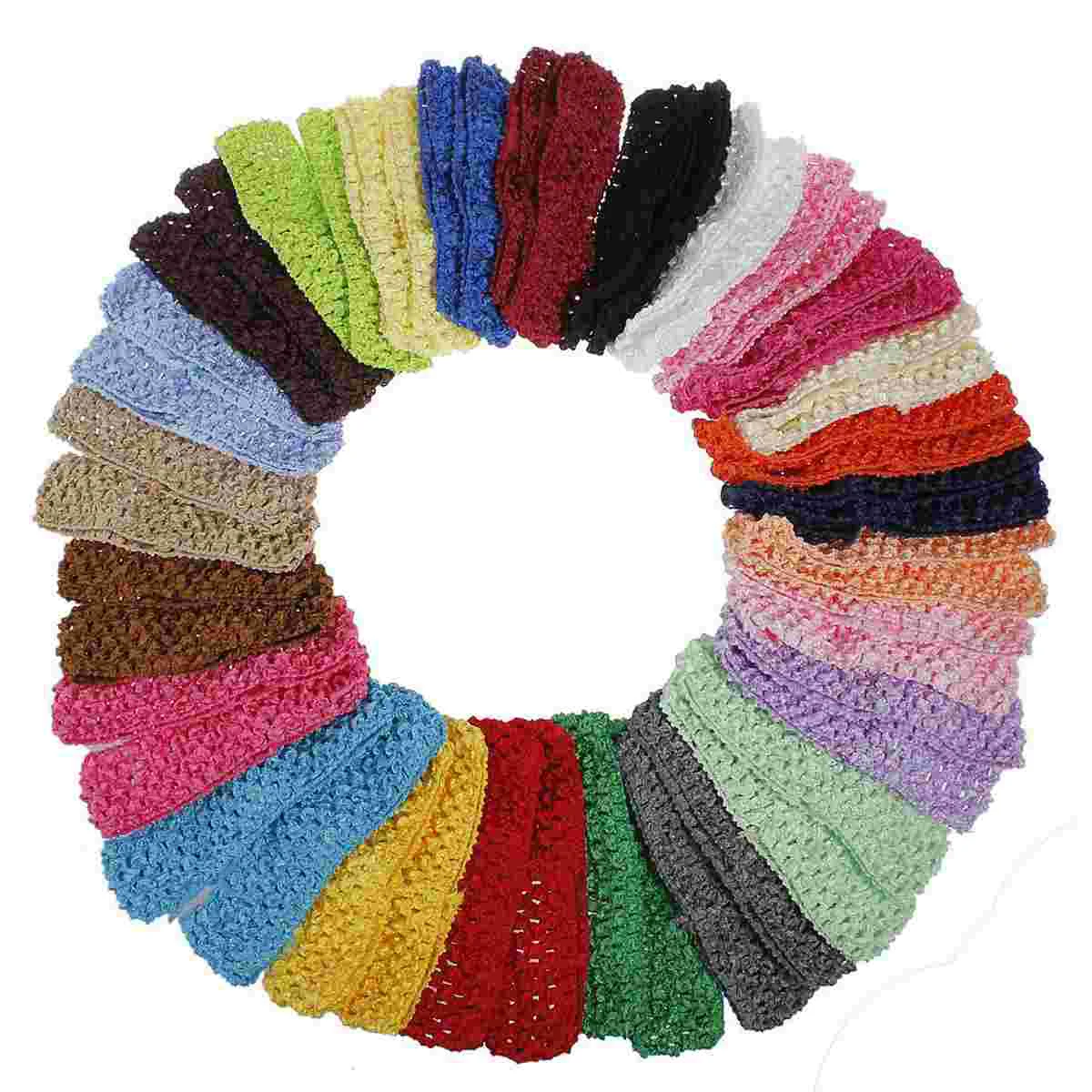 

50 Pcs Knitted Skirt Girl Headband Elastic Headbands Winter Crochet Headband Baby Elastic Headbands Crochet Hair Bands Women's