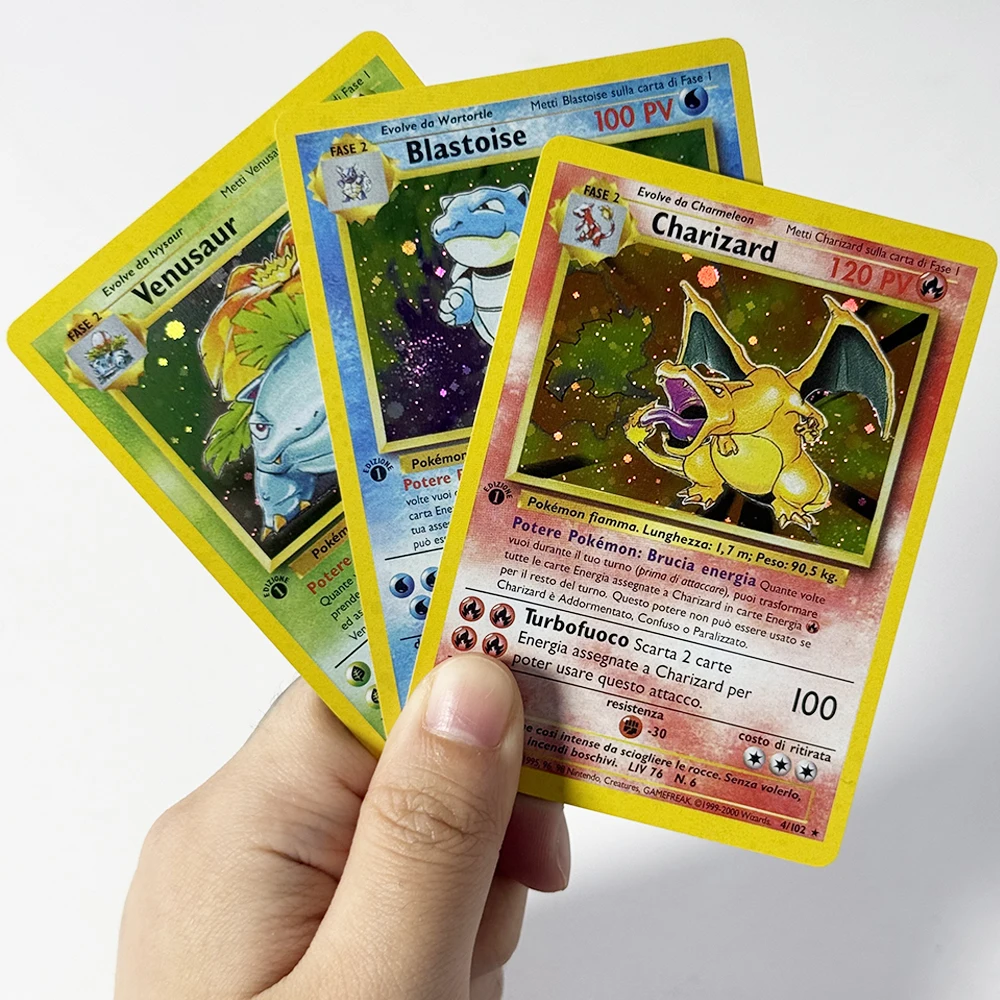 Фото Итальянский базовый набор Pokémon, фольгированные игровые карты DIY PTCG: Алаказам, Бластойс, Гьярадос, Чаризард, Магнетон, Мьютв, Нидокинг, Венузур, Запдос. №4