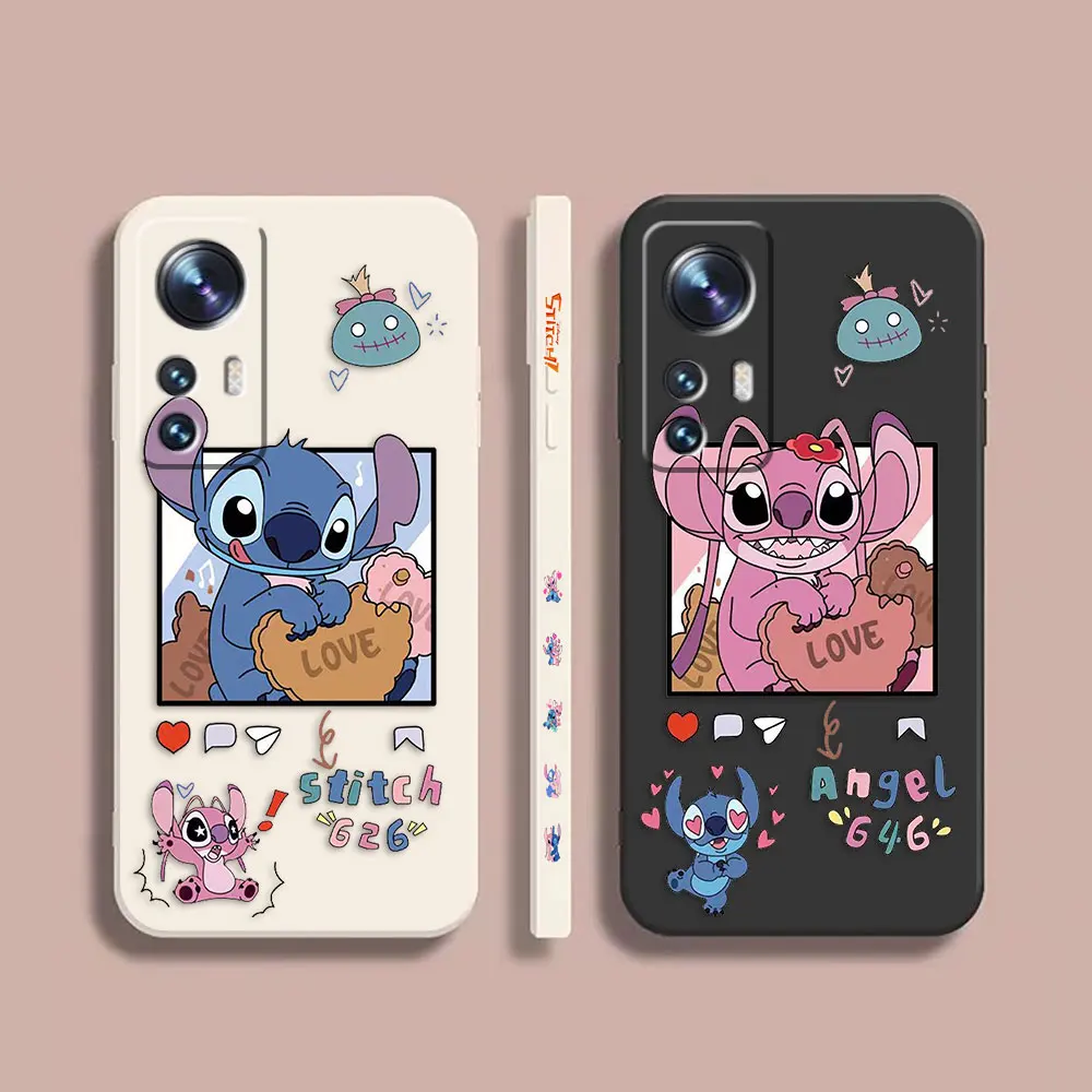 

Case For Xiaomi 13 12 12S 11 11T 10 10S 9 9SE 8SE Pro Ultra Lite Colour Simple Liquid Silicone Case Cartoon Lilo & Stitch Angel