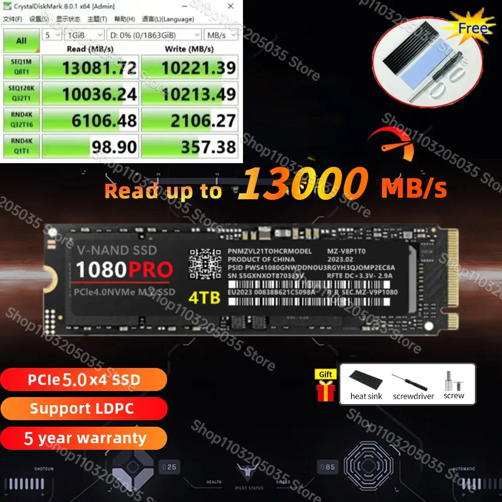 

NVMe Ssd Sata 1tb 2tb 4TB Ssd 2tb 2280 M2 M.2 Ssd 2tb 2280 PCIe Internal Solid State Hard Drive Disk for Lpatop Desktop Ps5