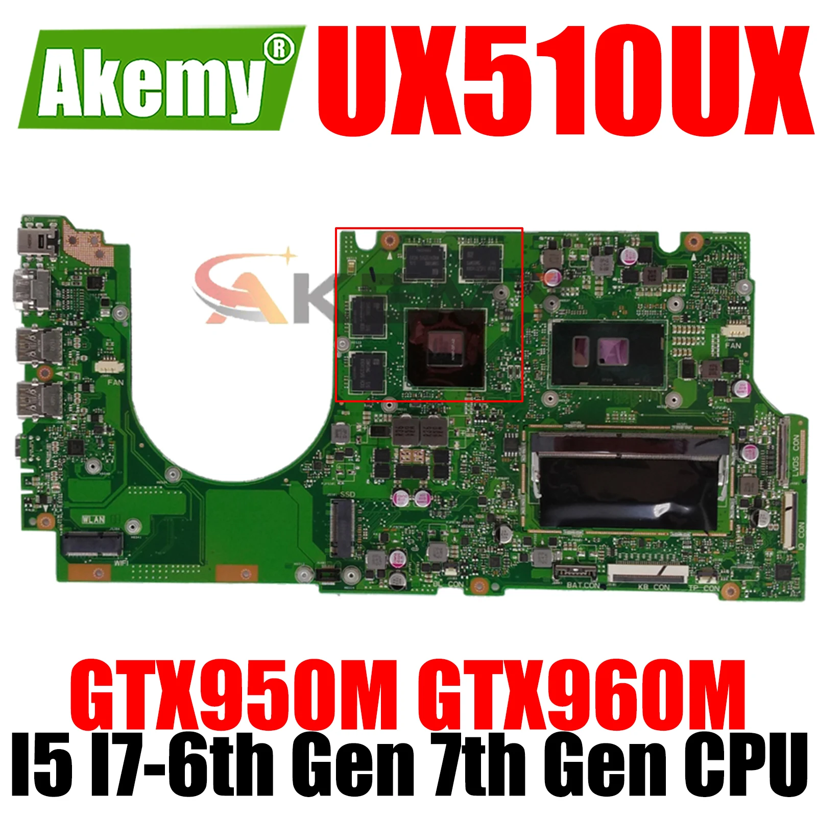 

Материнская плата для ноутбука UX510UX I5 I7 6-го поколения 7-го поколения ЦП GTX950M GTX960M GPU для ASUS ZenBook UX510UW UX510UX ux510ux510uxk материнская плата