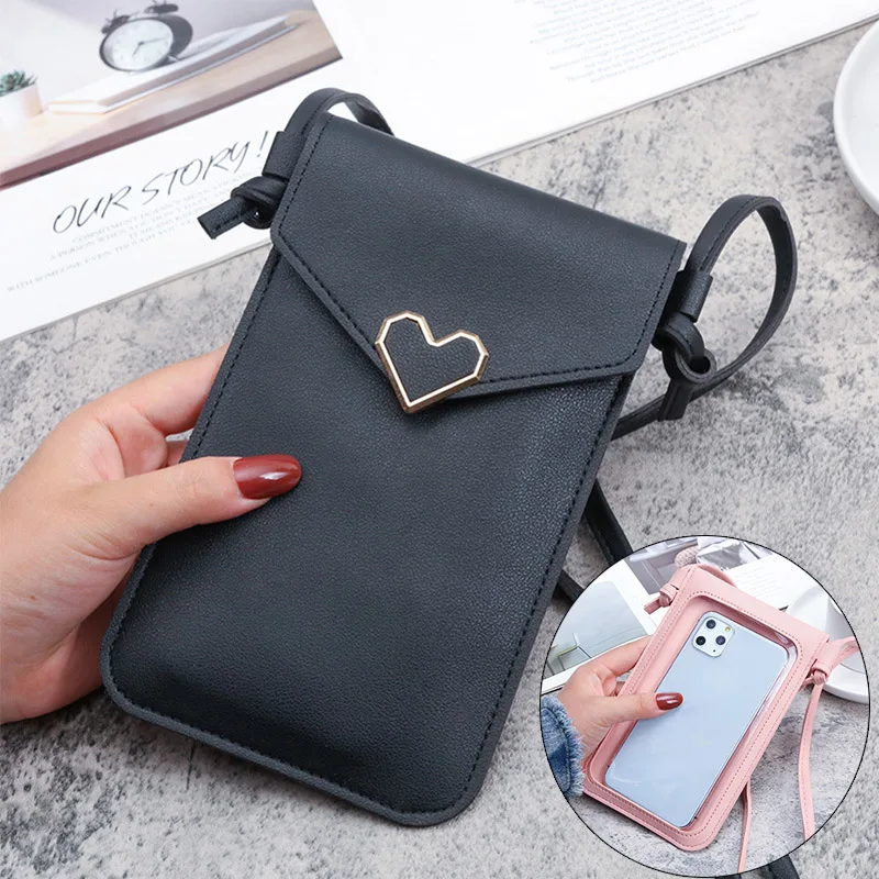 Universal PU Leather Cell Phone Bag Shoulder Pocket Wallet Pouch Case Neck Strap for Samsung S10 for IPhone 12 11 Huawei P30 V20