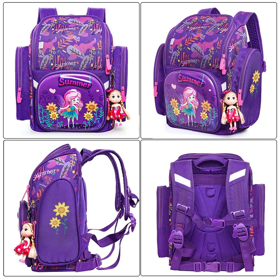 Kids Grade 1-5 Student Children Orthopedic Butterfly Elf Pattern School Bags For Girls 3D Bagpack Mochila Escolar Backpack