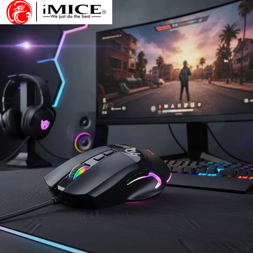 Фото Крутая RGB программируемая проводная игровая мышь с 9 кнопками, регулируемым DPI и эргономичным дизайном для ноутбука, ПК, компьютера, планшета. №3