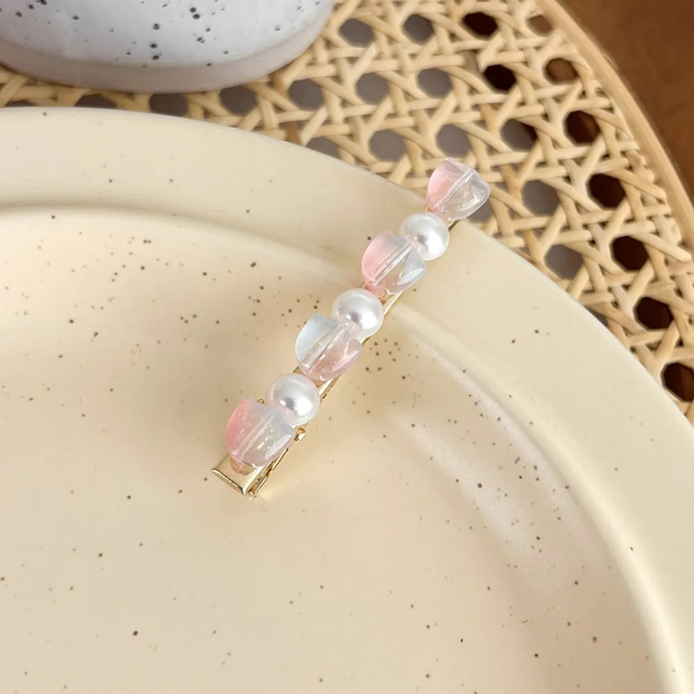 

Essentials Resin Plants And Flowers Gradient Colors Pearl Hair Clip Korean Style Barrettes Tulip Hairpins Side Clip