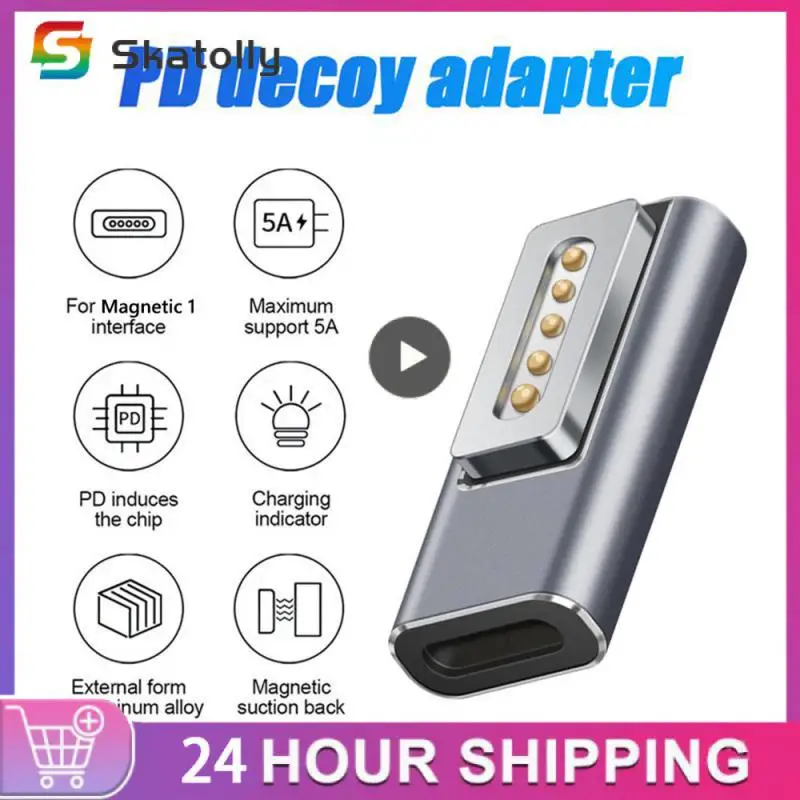 

Silver Gray Usb Adapter Automatic Identification Connector Quick Conversion Magnetic Interface Adapter Computer Cable Black