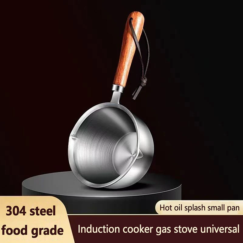 300ML 304 Stainless Steel Oil Splashing Pot Kitchen Pouring Mini Hot With Dual Pour Spout Small Butter Warmer