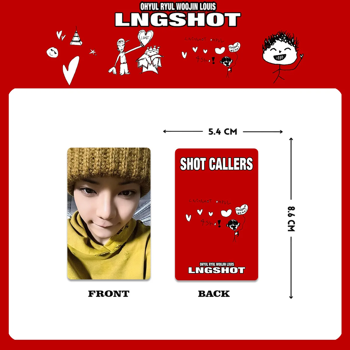Фото 4 шт. LNGSHOT 1-й альбом SHOT CALLERS K4 Специальные карточки POP-UP Store WVS Открытки RYUL WOOJIN LOUIS OHYUL Фанатские карточки с ярким эффектом №4