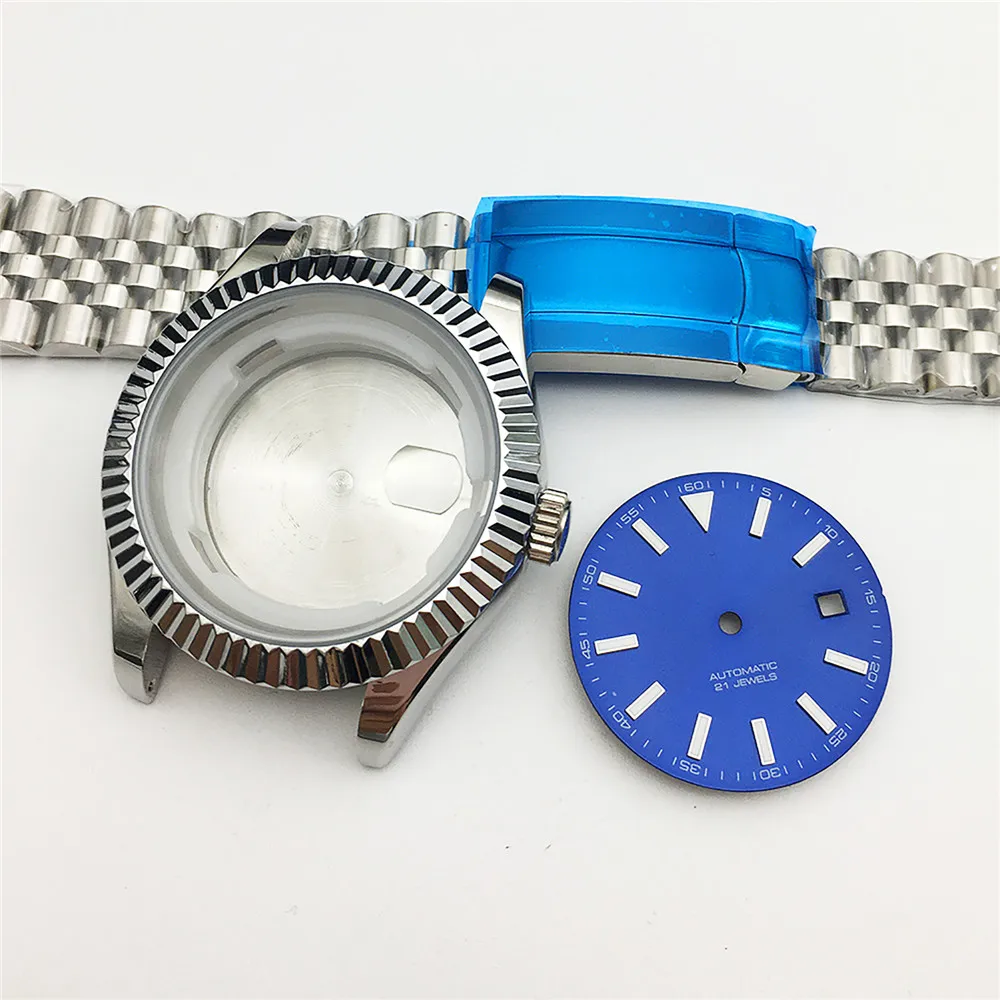 

Solid Steel Bottom Watch Case 40MM Watch Cover for 3813 Movement Modified Dial with Watch Hands for 8215 Movement Accessories