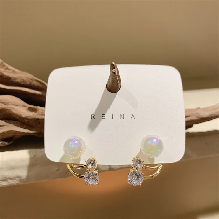 

New Korean Mermaid Ji Pearl Earrings Shining Crystal Earrings Hanging Temperament Female Fashion Party Casual Earrings