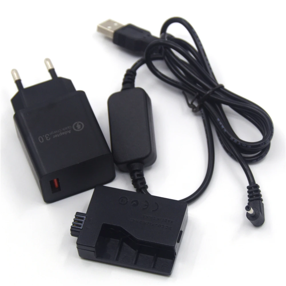 

QC3.0 18W Charger + LC-E5E USB Power Adapter Charger Cable + LP-E5 Dummy Battery DR-E5 for Canon EOS 450D 500D 1000D XS XSi T