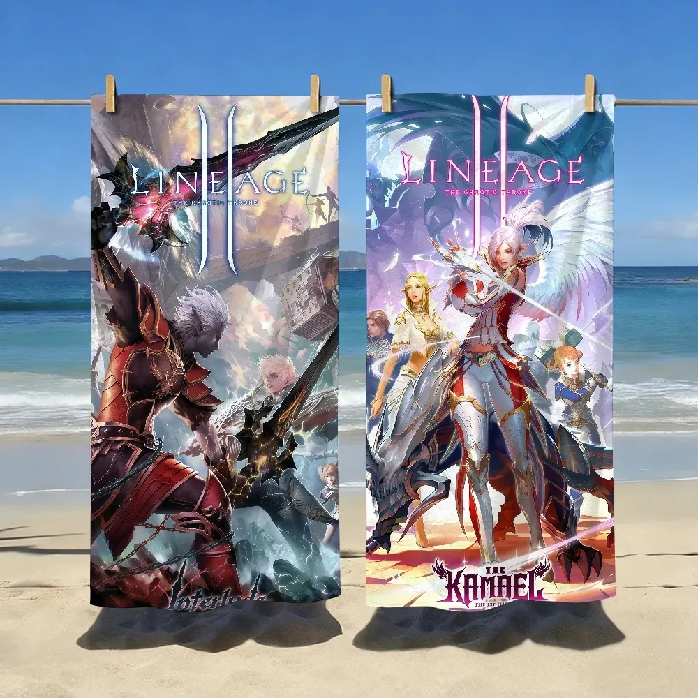 Фото Пляжное полотенце 3D Game L-Lineage 2, быстросохнущее, мягкое, из микрофибры, легкое, подарок для девушки на отдых №1