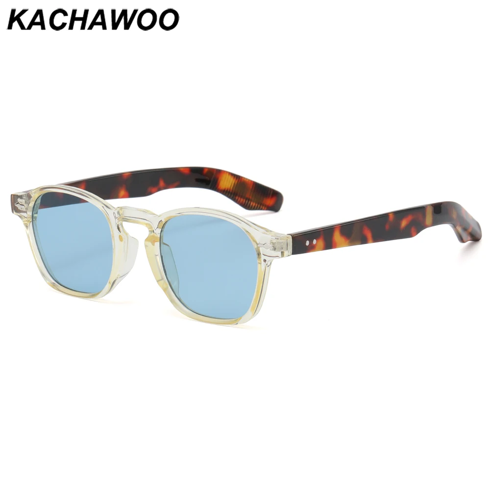 

Мужские и женские ретро-очки Kachawoo, солнцезащитные очки в желтой, леопардовой и синей квадратной оправе, модные дорожные очки в европейском стиле, Прямая поставка