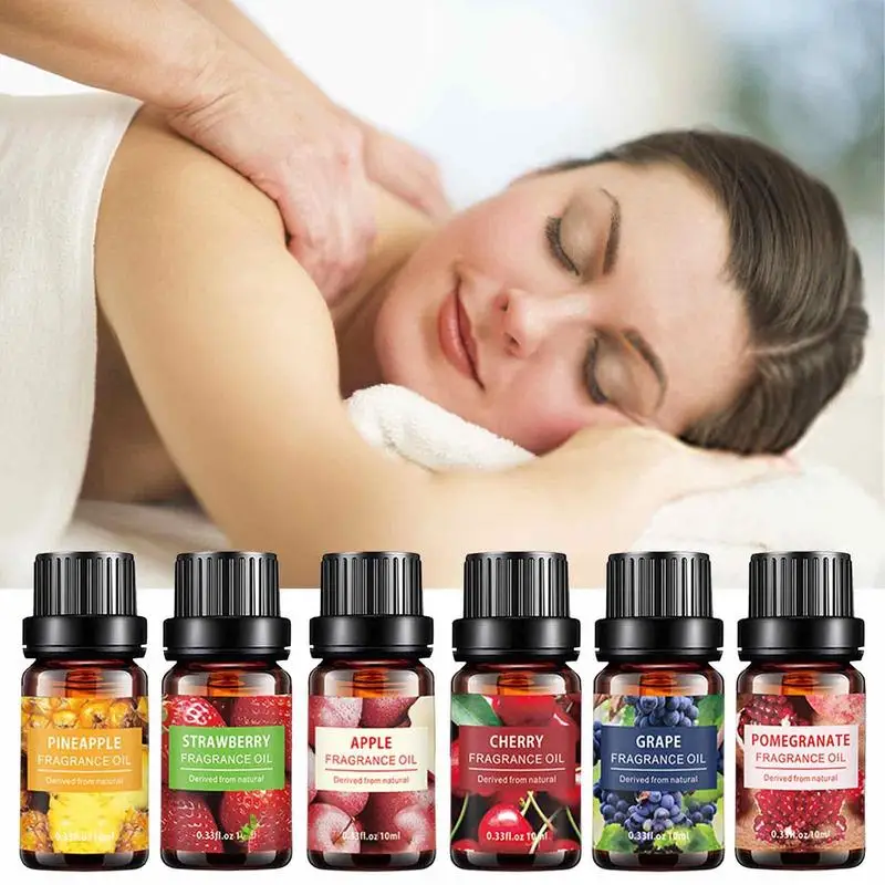 

6pcs 10ml Fragrance Essential Oils Organic Fruity Blend Diffuser Christmas Lotion Relaxing Cozy Massage Oil Suitable For All