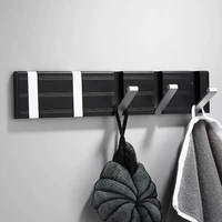 bathroom row hooks black aluminum clothes robe hooks door hook nail perforated wall mounted coat hooks kitchen towel hooks