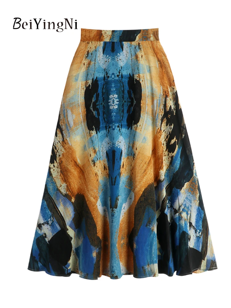 

Юбка Beiyingni женская с завышенной талией, Повседневная шифоновая трапециевидная юбка средней длины в Корейском стиле, Y2K, весна-осень