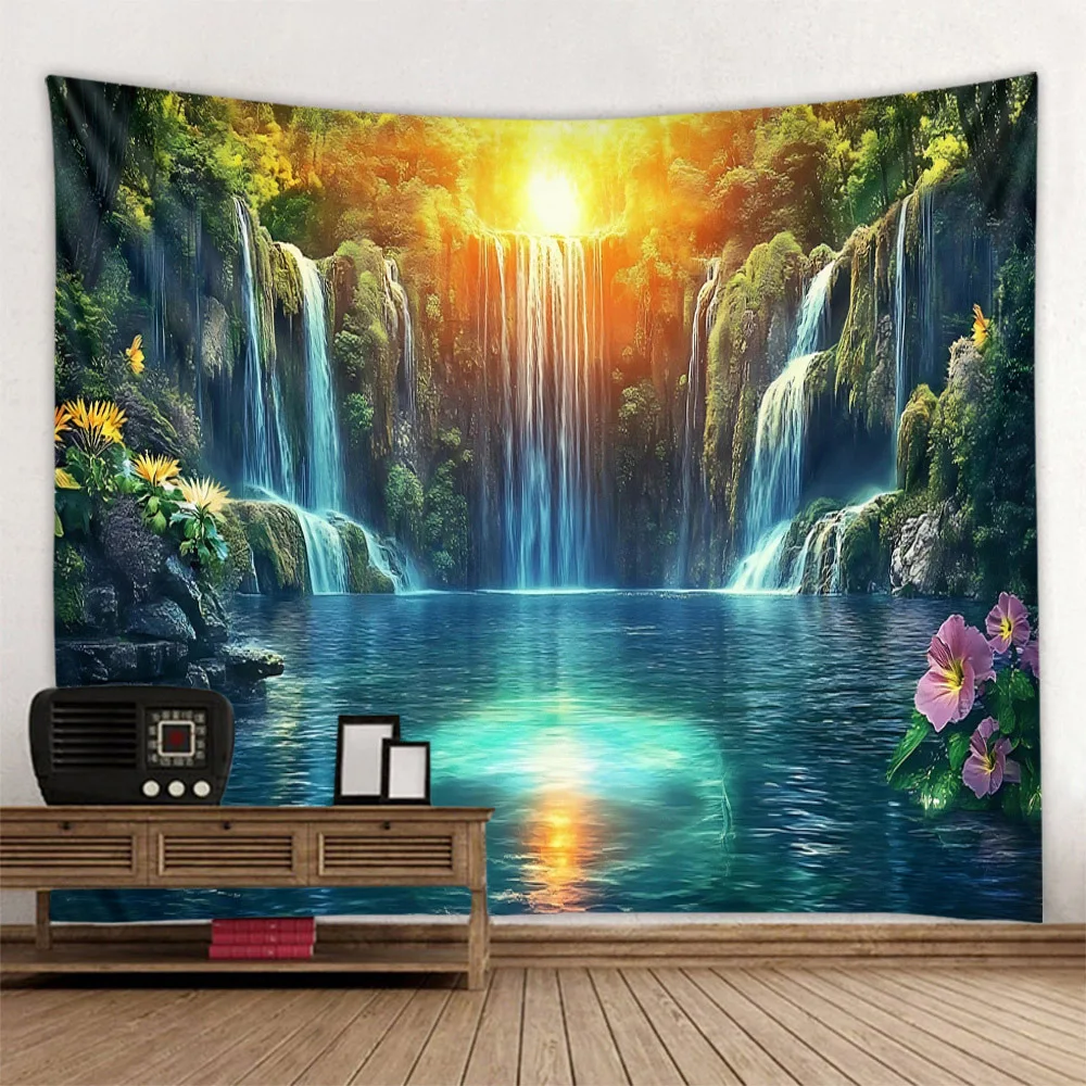 

Бохо гобелен "Красный лес небо" 100% полиэстер