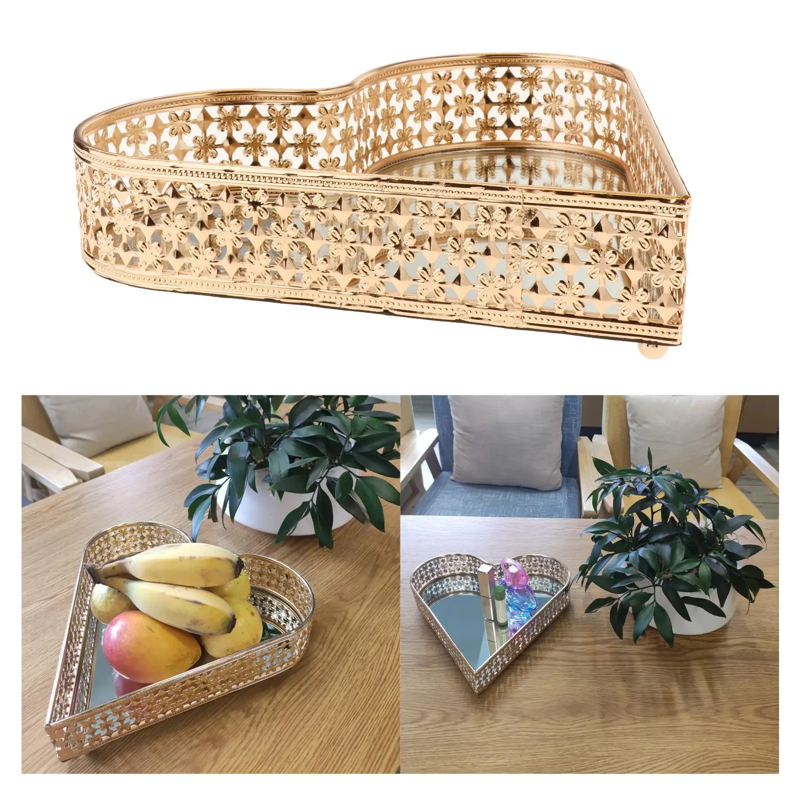 

Золотистый поднос для туалетных напитков в стиле ретро, органайзеры для туалетного столика, поднос для макияжа