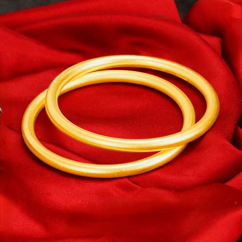 

Luxury 24k Yellow Gold Plated Frosted Closure Bracelet for Women Simple geometry Bracelets not fade Wedding Anniversary Gifts