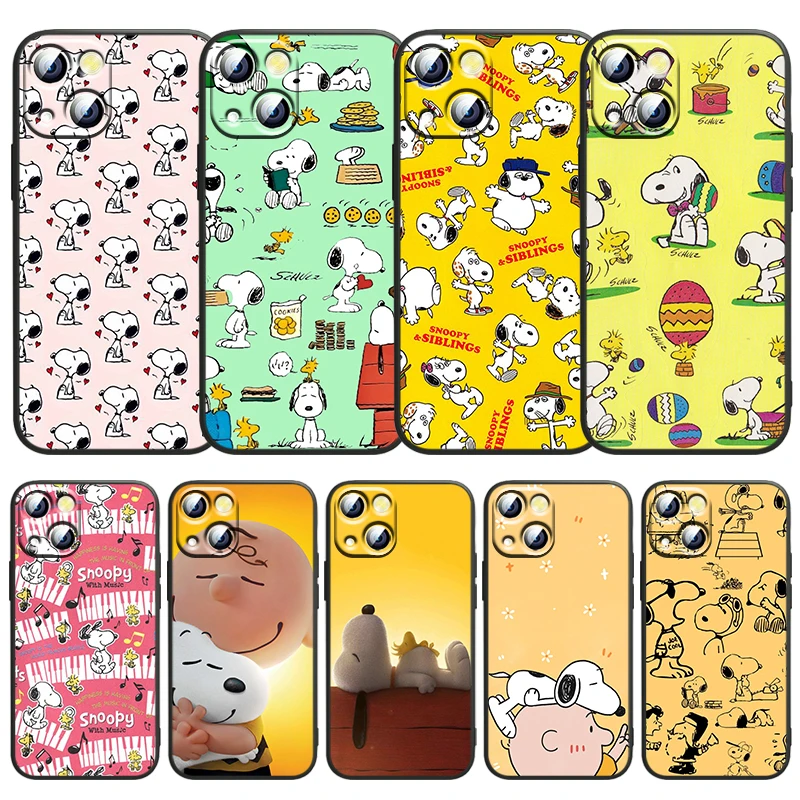 

Cartoon Snoopy Cute Dog For Apple iPhone 13 12 11 SE XS XR X 7 8 6 5 S mini Plus Pro MAX 2020 Soft TPU Cover Black Phone Case