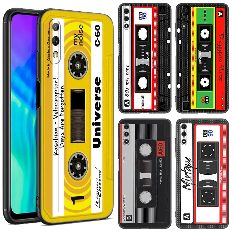 

Cassette Tape Phone Case For Honor 8A 9X Pro 10X Lite 8C 8S 8X 9A 9C X6 X7 X8 X9 A X30 X40 X50 i Black Silicone Cover