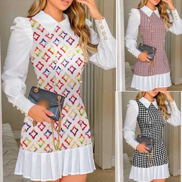 

Womens Autumn Dress Slim-fit Slimming Classic Style Ing Fake Two-piece A-