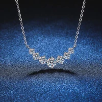 trendy s925 silver 1 7ct d color moissanite smile necklace for women plated platinum 7 stone lab diamond necklaces pass tester