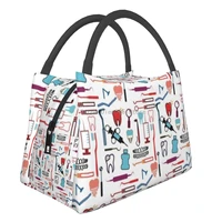 travel insulated lunch bags women tools pattern print oxford cloth food case school cooler box for kids