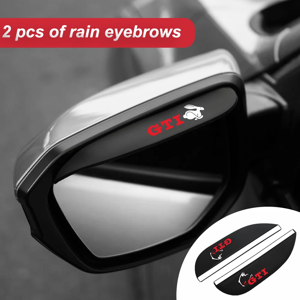

2Pcs Rear View Mirror Sticker Rain Eyebrow Weatherstrip For Volkswagen GTI Car Auto Mirror Rain Shield Shade Cover Protector