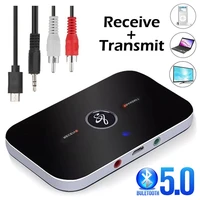 bluetooth 5 0 audio receiver transmitter 300mah battery 3 5mm aux jack stereo music wireless adapters for tv car pc headphone