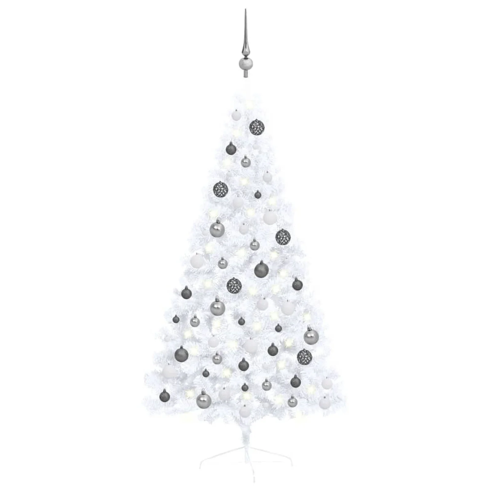 

Artificial Half Christmas Tree with LEDs&Ball Set White 59"