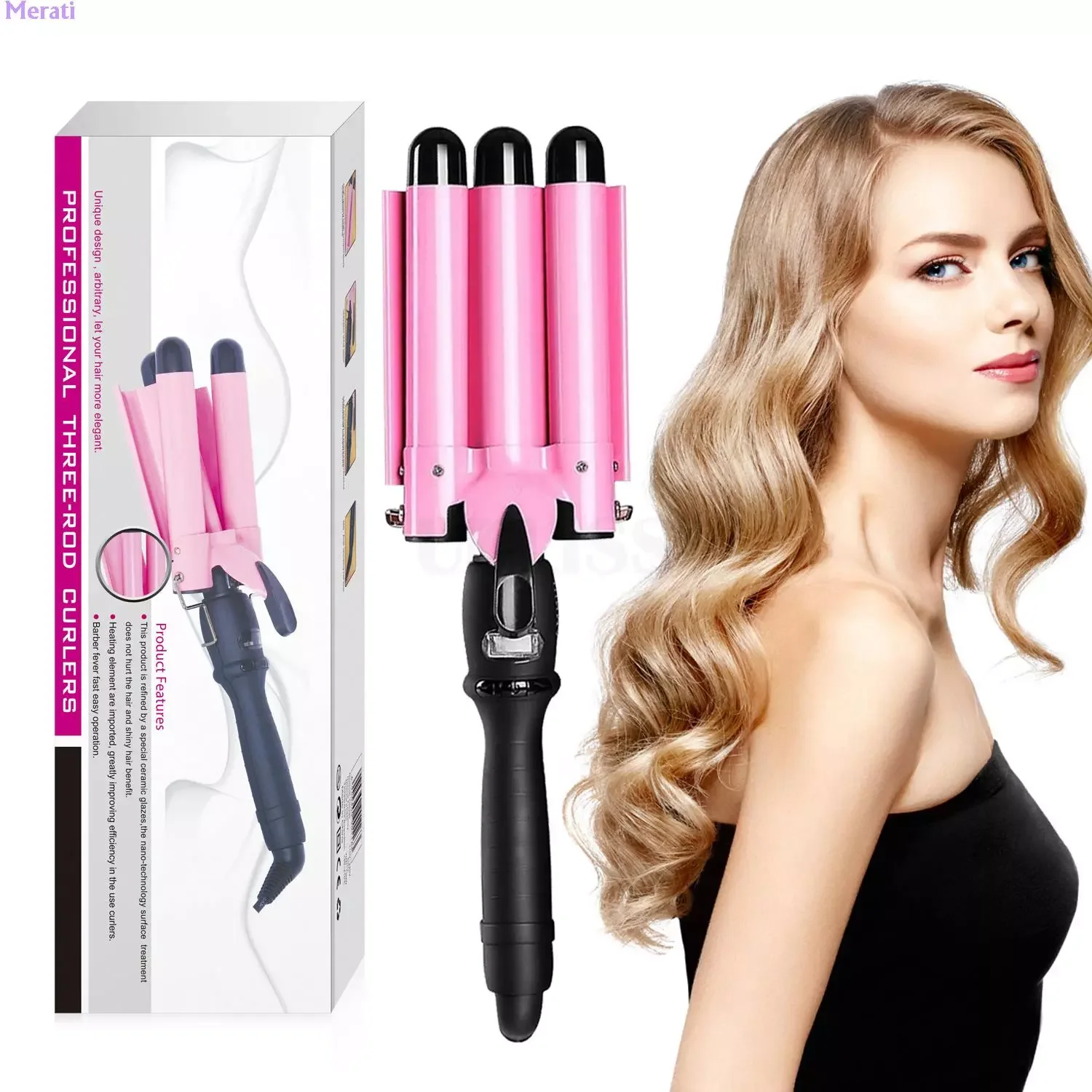 

NEW IN Hair Curling Iron Ceramic Triple Barrel Flat Iron Hair Curler Waver Wand Egg Roll Perm Splint Curly Hair Crimper Hair Sty