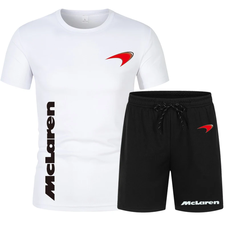 2022 F1 McLaren Team Men's Sets Sportswear Cotton Fitness Running Fashion Short Sleeve Shirt T-Shirt +Jogging Pants men clothing