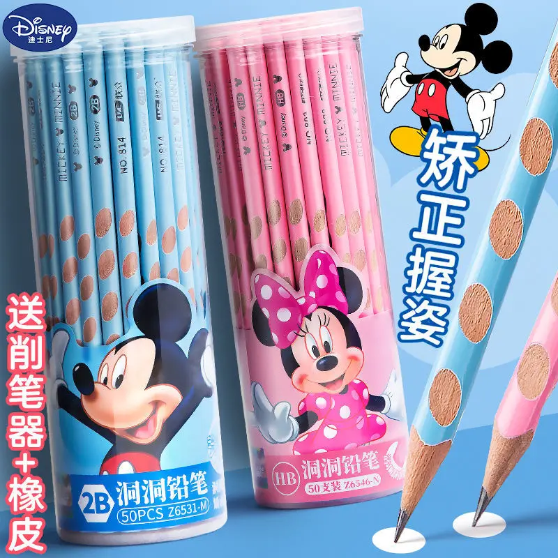 

Disney Children's Pencil Only for Pupils Non-Toxic 2B Grade 1 Groove Pencil HB Kindergarten Correct Grip Position Mickey Minnie