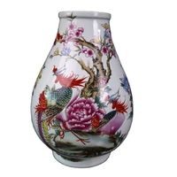 chinese old porcelain pastel auspicious phoenix to instrument pattern vase