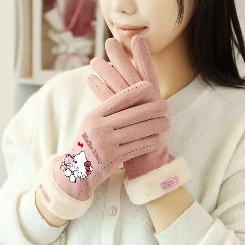 Sanrio Hello Kitty перчатки мультфильм милые теплые осенние и зимние ветрозащитные