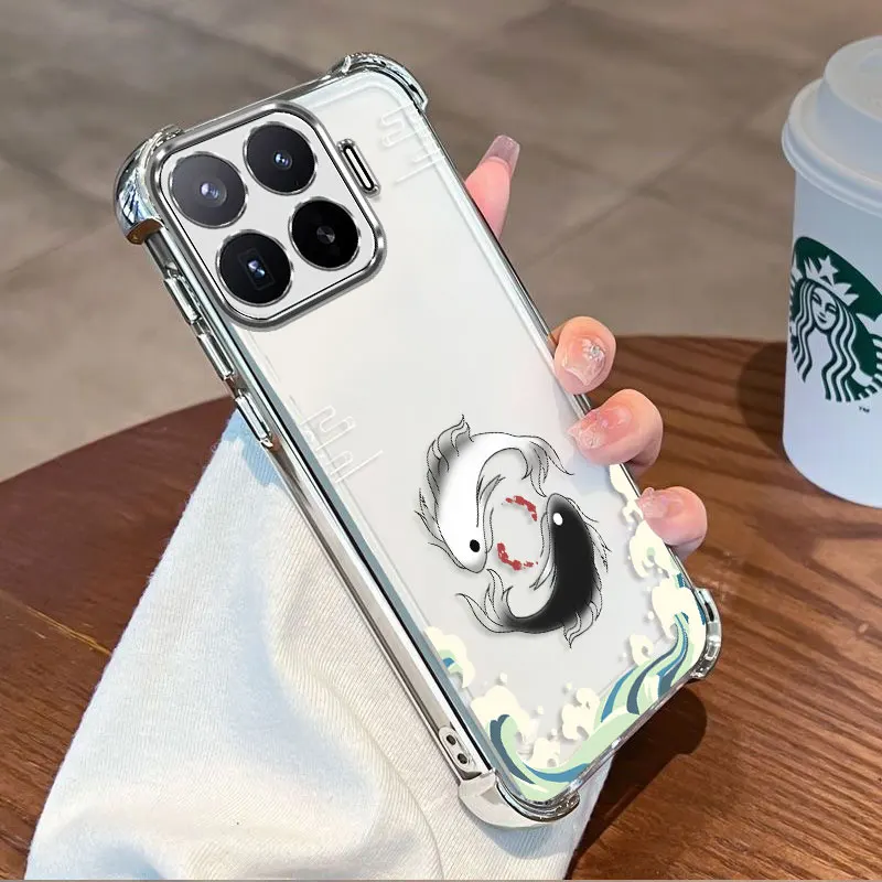Фото Защитный чехол с покрытием для Xiaomi 17T Pro, гибкий TPU, противоударный, с рыбьим узором, защита углов. №1