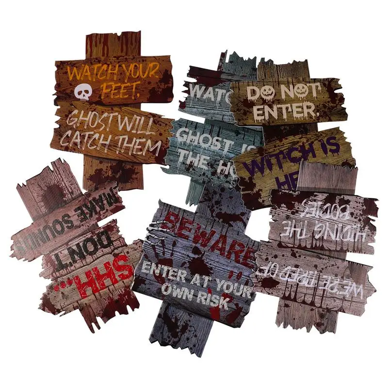 

6pcs Halloween Yard Sign With 12pcs Stakes Outdoor Lawn Decorations Treat Or Trick Party Supplies Halloween Decoration
