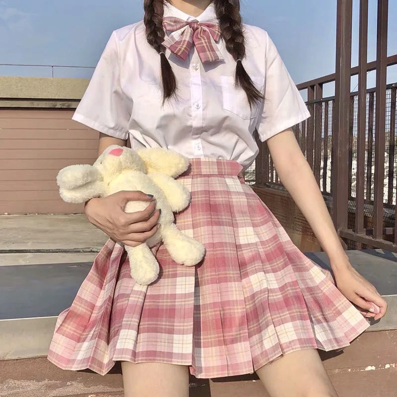 

Женская плиссированная юбка в клетку с бантом, летняя женская мини-юбка с завышенной талией, трапециевидная Сексуальная японская юбка в сти...