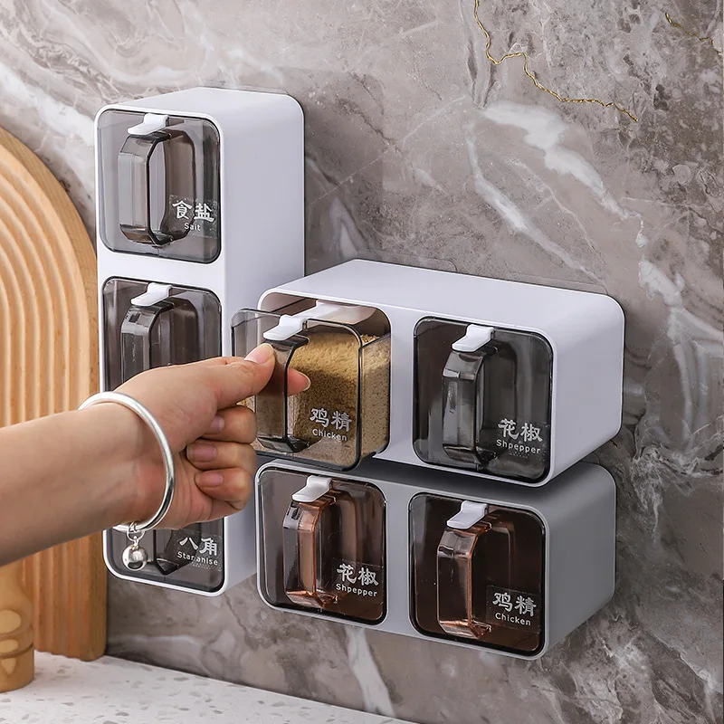 

Containers for Spices for the Kitchen Kitchen Tools Accessories Salt and Pepper Shaker Sugar Pot With Spoon Boxes Gadgets Dining