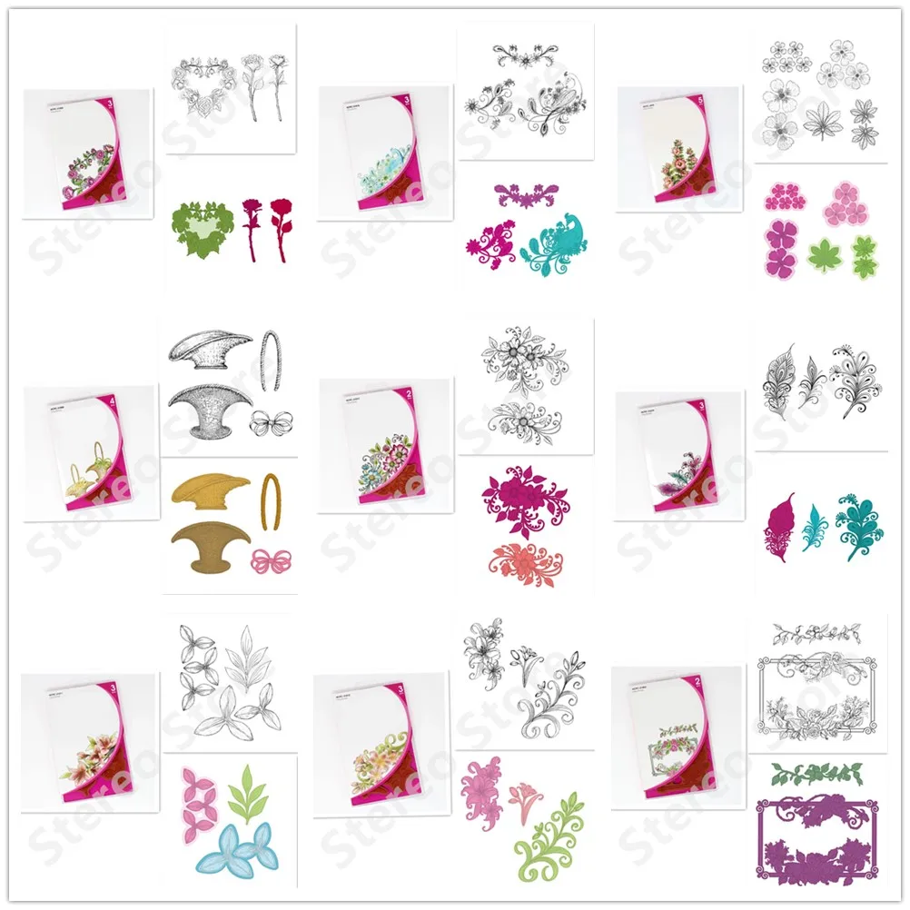 

Rose Leaves Metal Cutting Dies And Silicone Stamps For Diy Scrapbooking Stencil Embossed Paper Card Decoration Craft Dies New