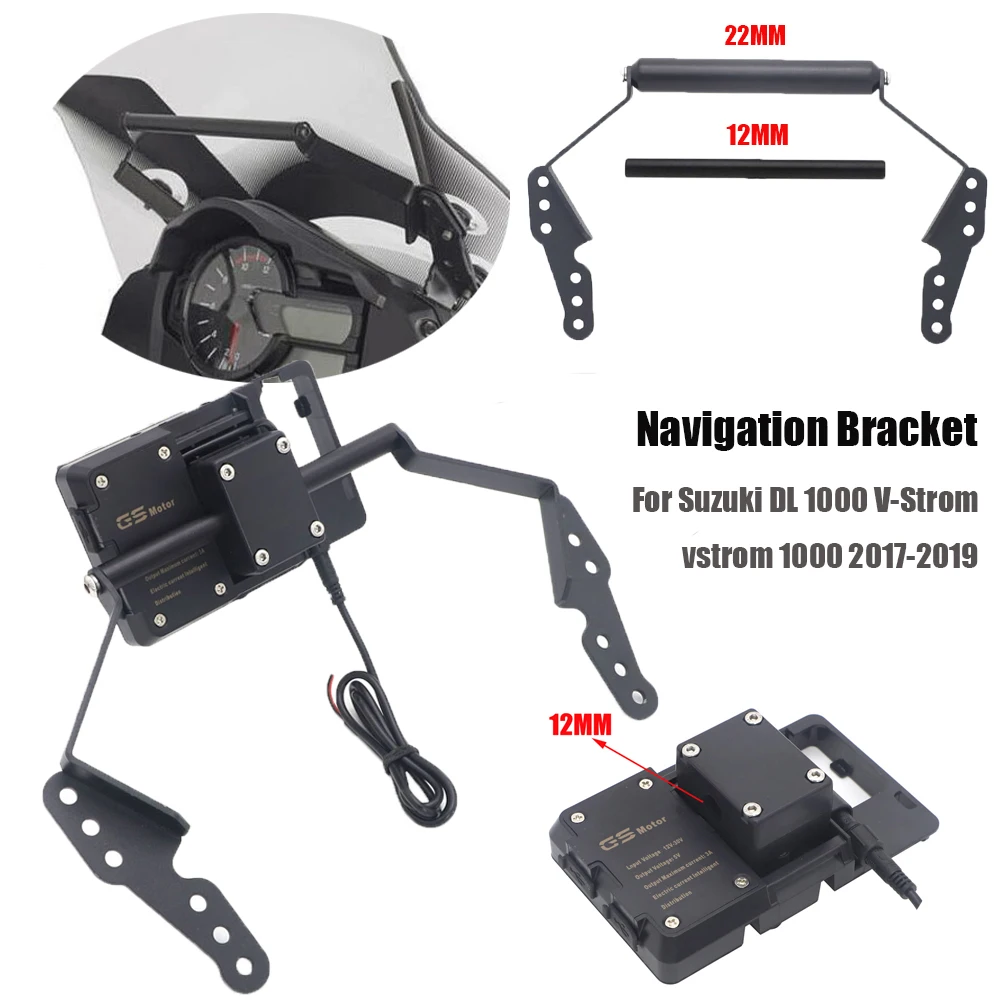 

Windscren Bracket Mount Smartphone GPS Holder Navigation bracket For Suzuki DL 1000 V-Strom Vstrom 2017-2019