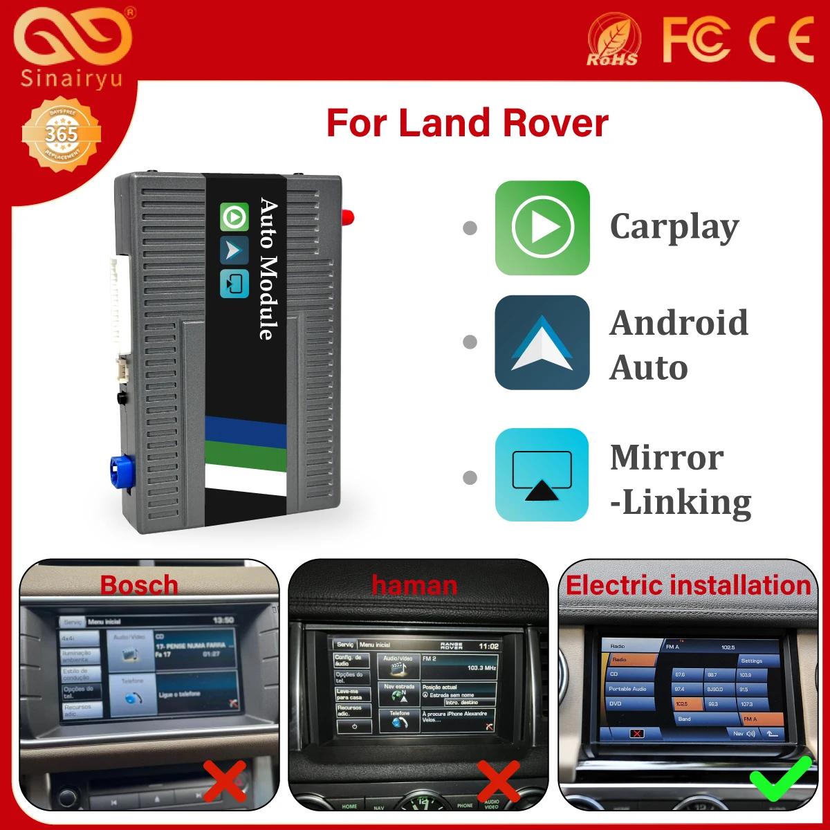 

Беспроводной Carplay Android Auto подходит для Land Rover Jaguar Electric Discovery4 Evoque Freelander2 XE XF XJL зеркальный декодер