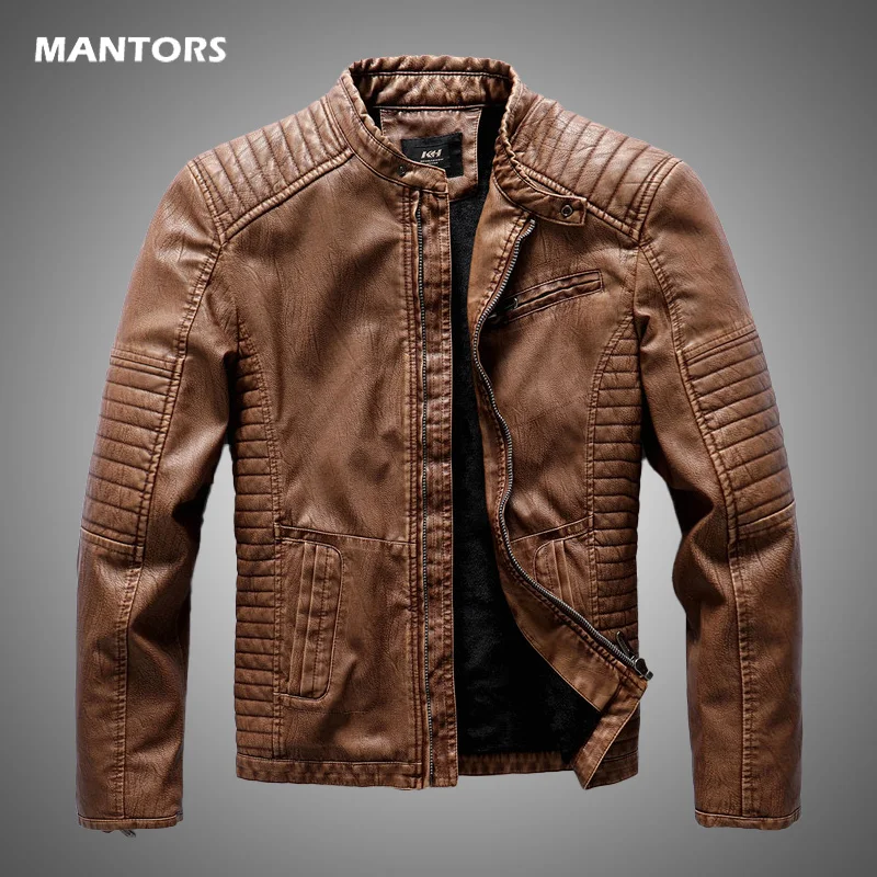 

Men 2022 Winter Casual Motorcycle Fleece Leather Jacket Men Autumn Brand Biker PU Leather Jacket Coat Slim Overcoats Mens M-5XL