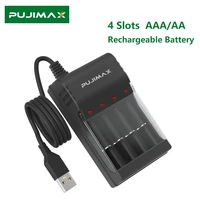 pujimax usb output battery charger independent 4 slot battery charger for microphone aaaaa battery charging tool universal