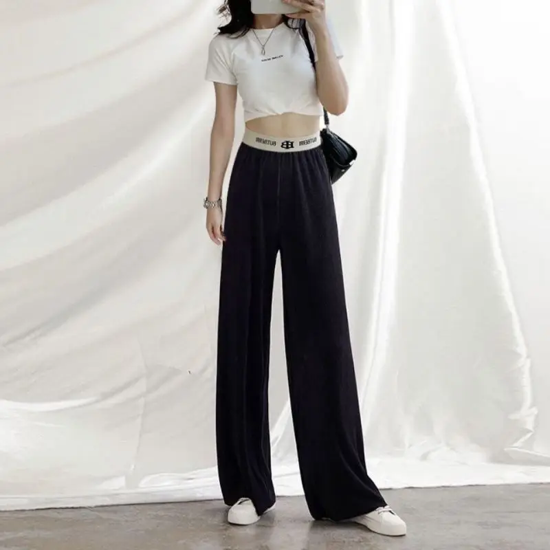 Женская летняя легкая элегантная свободная однотонная одежда с высокой талией и