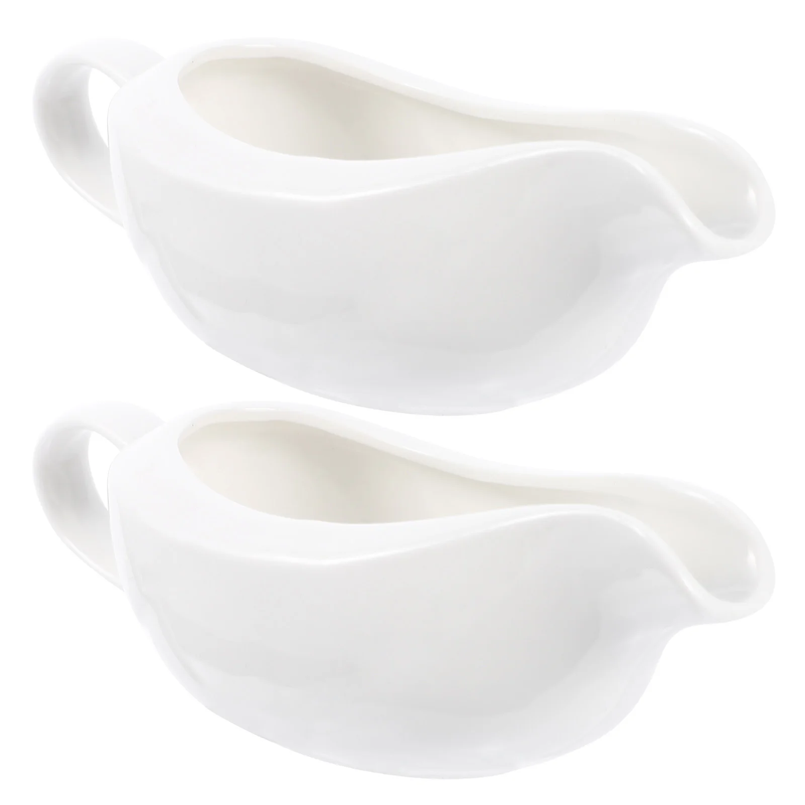 

2Pcs Ceramic Gravy Boats White Container Porcelain Sauce Boats Tableware