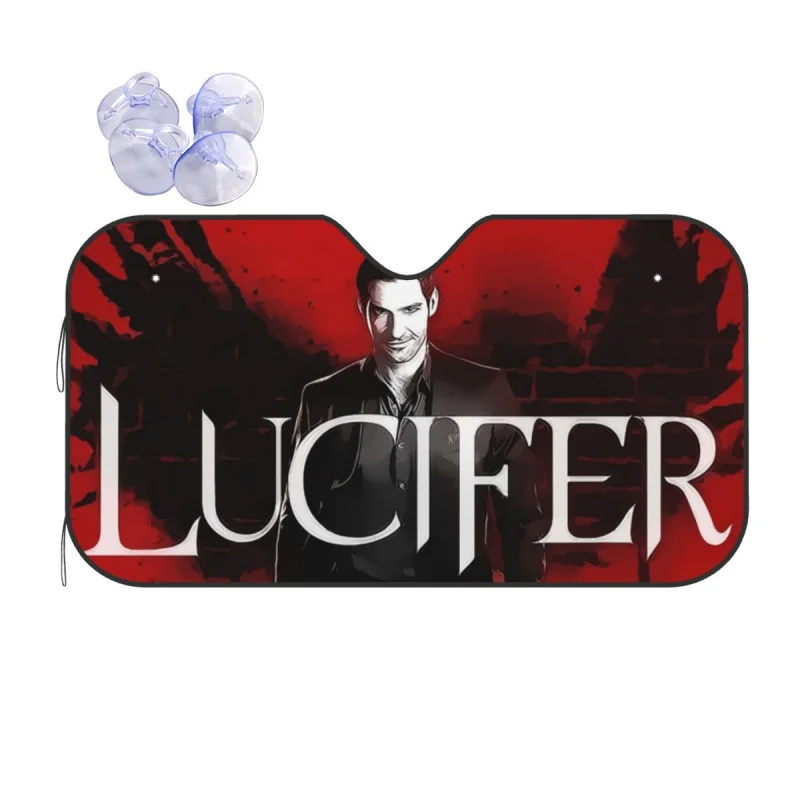 

Lucifer Morningstar Fold-up Windshield Sunshade Tom Ellis Suspense Foil Car Window Windscreen Cover Ice Shield Dust Protection