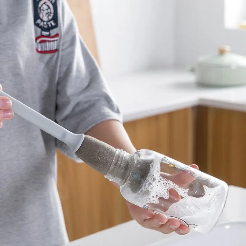 Щетка для чистки бутылок с длинной ручкой щетки детских соусников пива 360